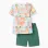 Cotton T-shirt with beach print + shorts for boys, multicolored