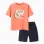 Printed T-shirt and shorts for boys, orange/dark blue
