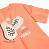 Printed T-shirt and shorts for boys, orange/dark blue