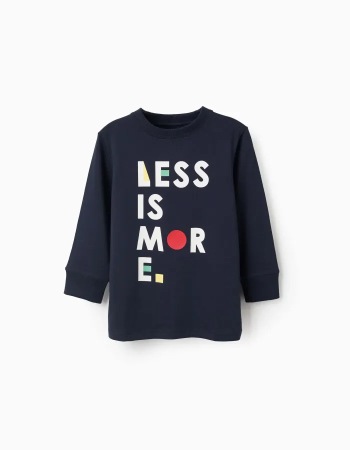 Long Sleeve Cotton T-shirt for Boys 'Dot', Dark Blue
