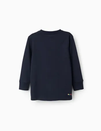 Long Sleeve Cotton T-shirt for Boys 'Dot', Dark Blue