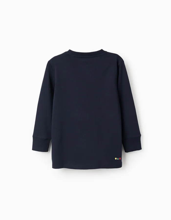 Long Sleeve Cotton T-shirt for Boys 'Dot', Dark Blue