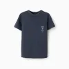 Cotton T-shirt with 'Hotel Staff' Print for Boys, Dark Blue
