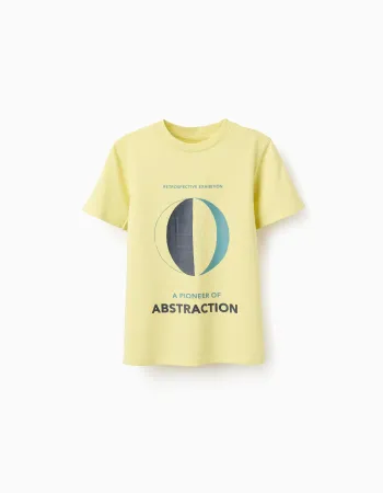 Cotton T-shirt with Front Print for Boys 'Abstraction', Yellow