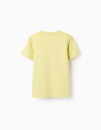 Cotton T-shirt with Front Print for Boys 'Abstraction', Yellow