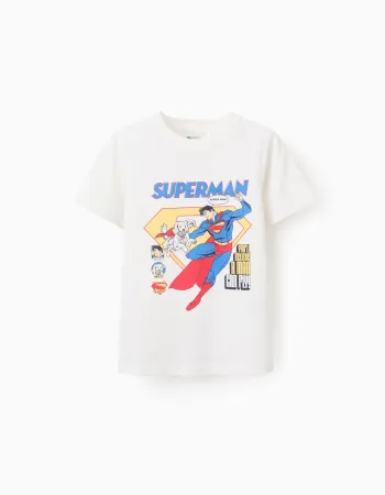 Cotton T-shirt for Boys 'Superman', White