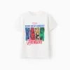 Cotton T-shirt with Print for Boys 'Avengers', White
