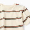 Striped cotton T-shirt for boys, beige/orange/green
