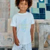 Cotton T-shirt with Everything print for boys, white