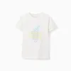 Cotton T-shirt with Everything print for boys, white