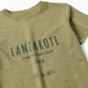 Cotton T-shirt with Lanzarote embossed print for boys, dark green