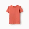 Cotton T-shirt with Work of Art print for boys, orange