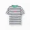 Striped cotton T-shirt with print for boys, white/blue/green