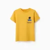 Cotton T-shirt with Creativity print for boys, mustard yellow