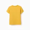 Cotton T-shirt with Creativity print for boys, mustard yellow