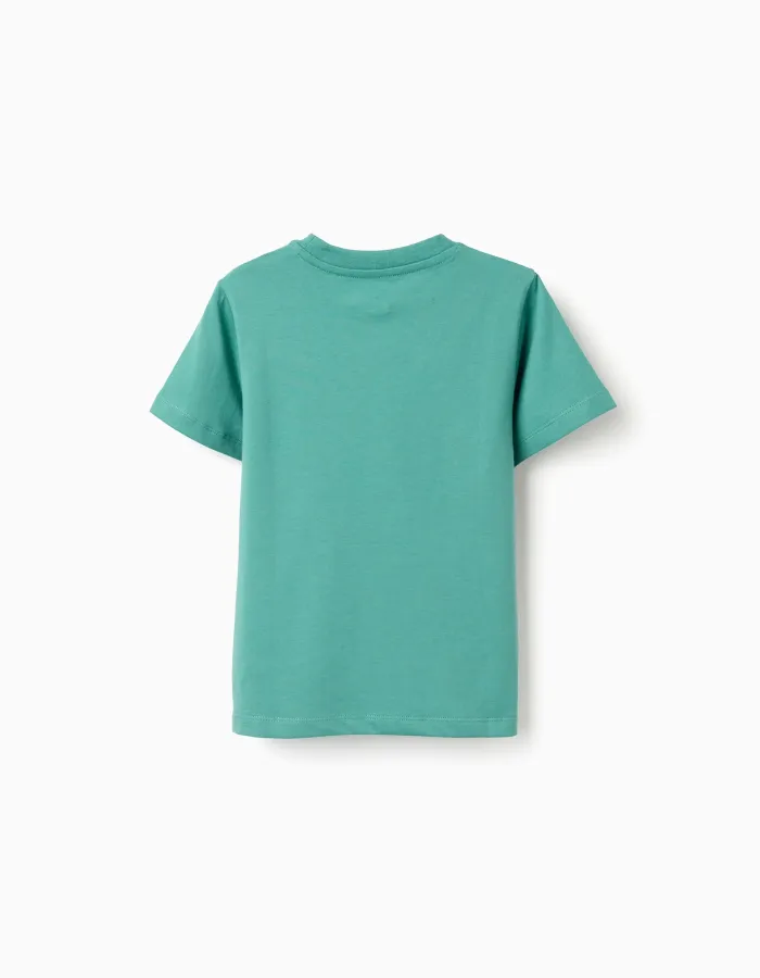 Cotton T-shirt with Just Colors print for boys, green
