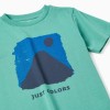 Cotton T-shirt with Just Colors print for boys, green