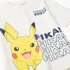 Cotton T-shirt with Pikachu front print for boys, white