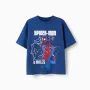Cotton T-shirt with Spider-Man front print for boys, blue