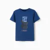 Cotton T-shirt with Sculpture front print for boys, blue