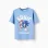 Cotton T-shirt with Sonic front print for boys, blue