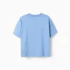 Cotton T-shirt with Sonic front print for boys, blue