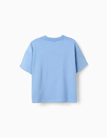 Cotton T-shirt with Sonic front print for boys, blue