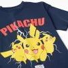 Cotton T-shirt with Pikachu front print for boys, dark blue