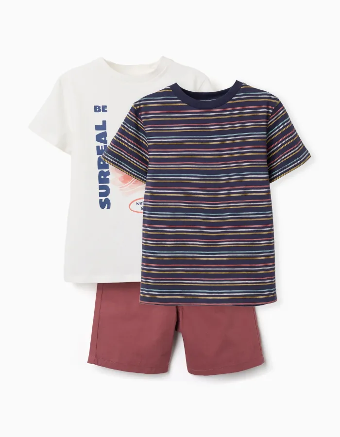 SET 2 TSHIRTS SHORTS, DARK BLUE