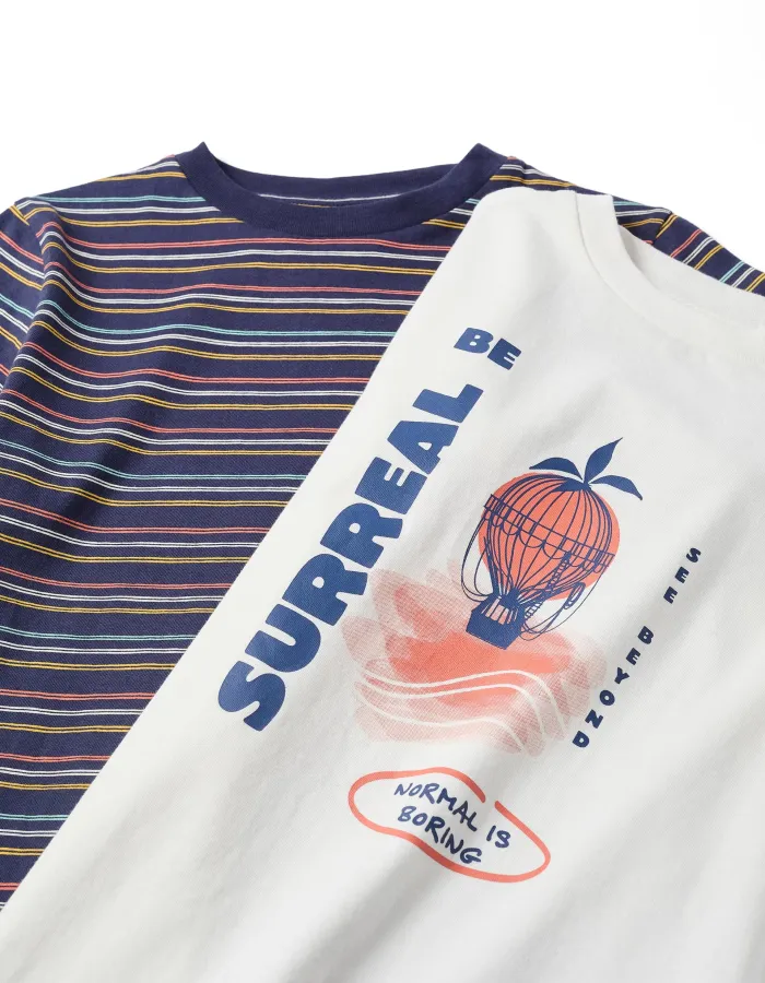 SET 2 TSHIRTS SHORTS, DARK BLUE