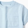 Cotton T-shirt with embossed lines and pocket for boys, light blue