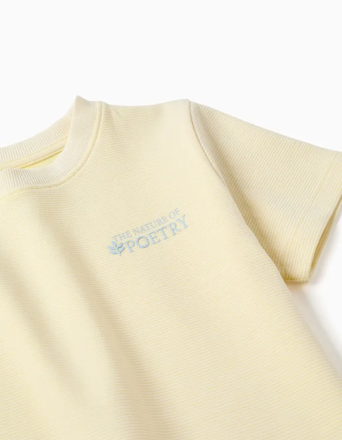 Ribbed T-shirt with Poetry print for boys, yellow