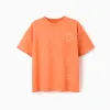 Cotton T-shirt with Be Surreal print for boys, orange