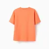 Cotton T-shirt with Be Surreal print for boys, orange