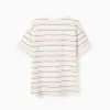 Striped cotton T-shirt with chest pocket for boys, multicolour