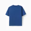 Cotton T-shirt with Time Never Stops print for boys, dark blue