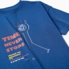 Cotton T-shirt with Time Never Stops print for boys, dark blue