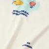 Cotton T-shirt with Normal is Boring print for boys, light beige