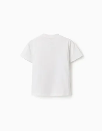 Spidey print cotton T-shirt for babies and boys, white
