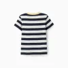 Striped cotton T-shirt for boys, white/blue/yellow