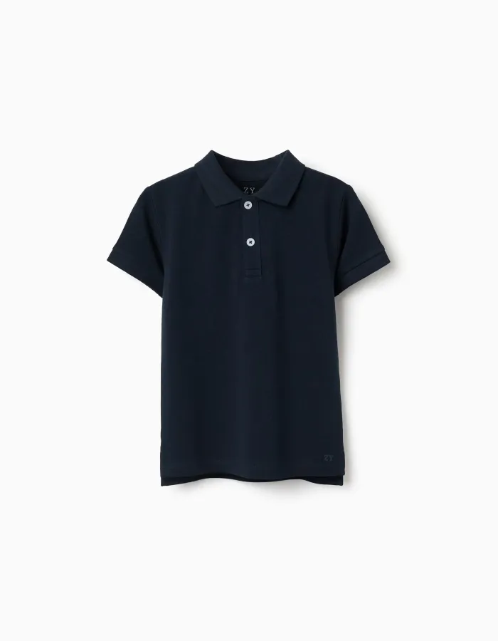 SS SHIRT PIQUE, DARK BLUE
