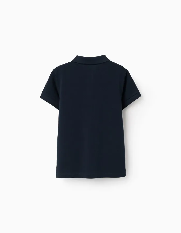 SS SHIRT PIQUE, DARK BLUE