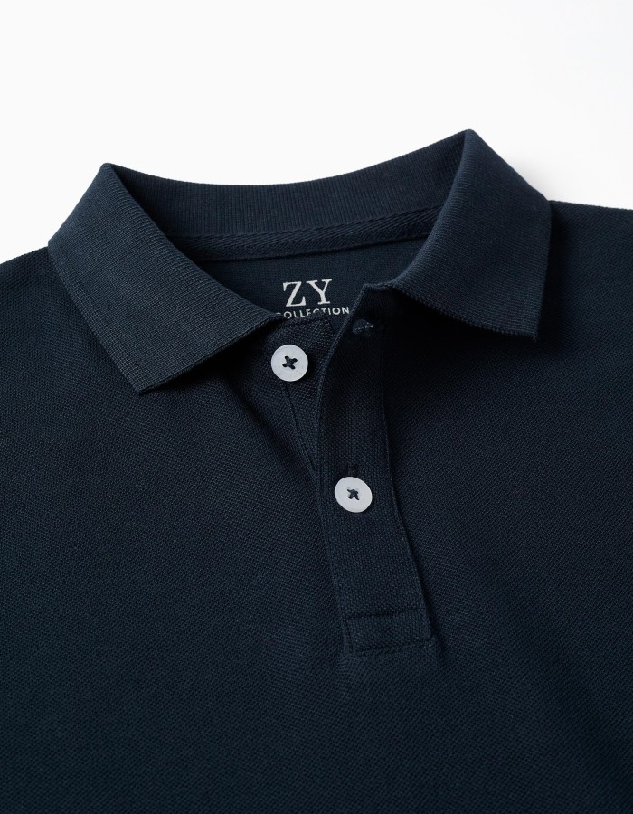 SS SHIRT PIQUE, DARK BLUE