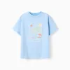 Cotton T-shirt with Banho de Mar print for boys, light blue