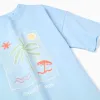 Cotton T-shirt with Banho de Mar print for boys, light blue