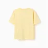 Cotton T-shirt with Pé na Areia print for boys, yellow