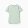 Cotton piqué T-shirt with pocket for boys, light green