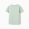 Cotton piqué T-shirt with pocket for boys, light green