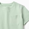 Cotton piqué T-shirt with pocket for boys, light green