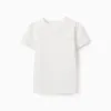 Cotton piqué T-shirt with pocket for boys, white